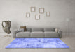 Machine Washable Patchwork Blue Transitional Rug in a Living Room, wshcon1393blu