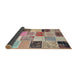 Thickness of Contemporary Chestnut Brown Patchwork Rug, con1394