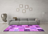 Machine Washable Patchwork Purple Transitional Rug, wshcon1394pur