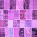 Square Machine Washable Patchwork Purple Transitional Area Rugs, wshcon1394pur