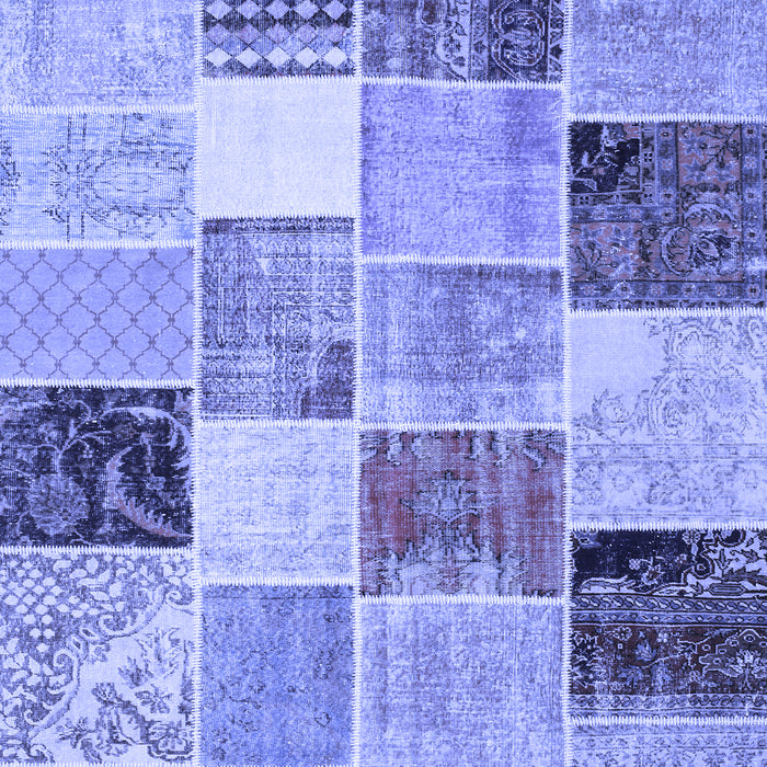 Machine Washable Patchwork Blue Transitional Rug, wshcon1394blu