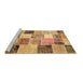 Sideview of Machine Washable Patchwork Brown Transitional Rug, wshcon1394brn