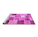 Sideview of Machine Washable Patchwork Pink Transitional Rug, wshcon1394pnk