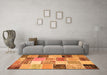 Machine Washable Patchwork Orange Transitional Area Rugs in a Living Room, wshcon1394org