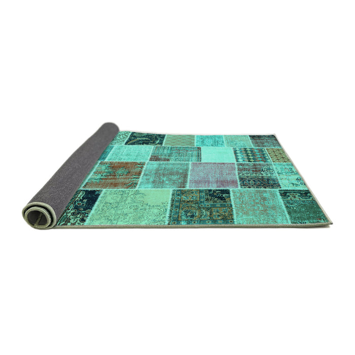 Sideview of Patchwork Turquoise Transitional Rug, con1394turq
