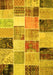 Machine Washable Patchwork Yellow Transitional Rug, wshcon1394yw