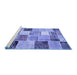 Sideview of Machine Washable Patchwork Blue Transitional Rug, wshcon1394blu