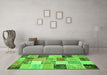 Machine Washable Patchwork Green Transitional Area Rugs in a Living Room,, wshcon1394grn