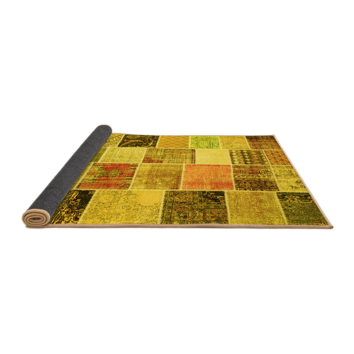 Sideview of Patchwork Yellow Transitional Rug, con1394yw
