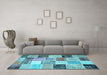 Machine Washable Patchwork Light Blue Transitional Rug in a Living Room, wshcon1394lblu