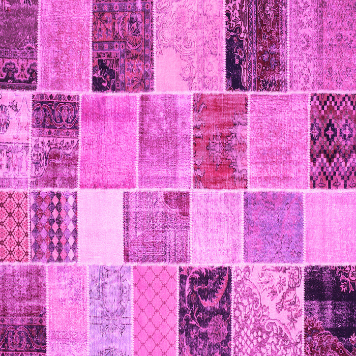 Square Patchwork Pink Transitional Rug, con1394pnk