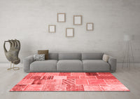 Machine Washable Patchwork Red Transitional Rug, wshcon1395red