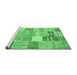 Sideview of Machine Washable Patchwork Emerald Green Transitional Area Rugs, wshcon1395emgrn