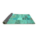 Sideview of Patchwork Turquoise Transitional Rug, con1395turq