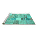 Sideview of Machine Washable Patchwork Turquoise Transitional Area Rugs, wshcon1395turq