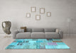 Machine Washable Patchwork Light Blue Transitional Rug in a Living Room, wshcon1395lblu