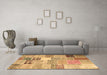 Machine Washable Patchwork Brown Transitional Rug in a Living Room,, wshcon1395brn