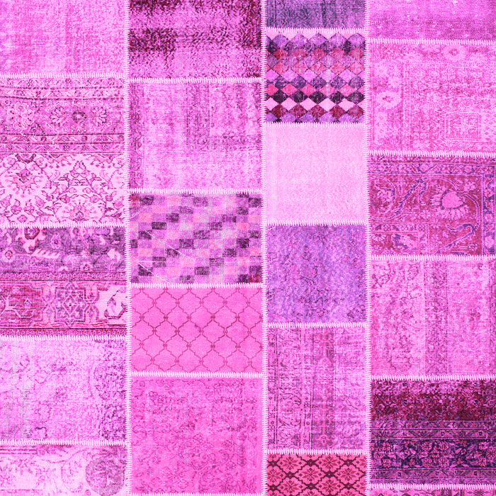 Machine Washable Patchwork Pink Transitional Rug, wshcon1395pnk