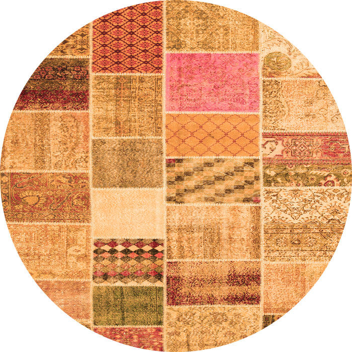 Machine Washable Patchwork Orange Transitional Area Rugs, wshcon1395org