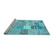 Sideview of Machine Washable Patchwork Light Blue Transitional Rug, wshcon1395lblu