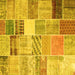 Square Machine Washable Patchwork Yellow Transitional Rug, wshcon1395yw