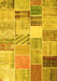 Machine Washable Patchwork Yellow Transitional Rug, wshcon1395yw