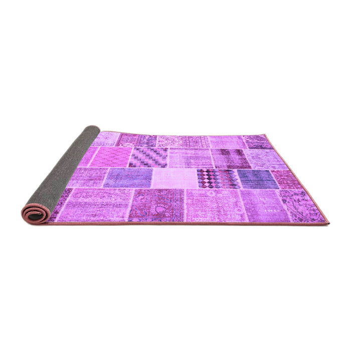 Sideview of Patchwork Purple Transitional Rug, con1395pur