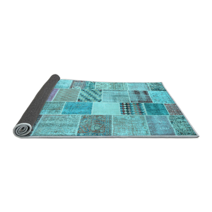 Sideview of Patchwork Light Blue Transitional Rug, con1395lblu