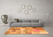 Machine Washable Patchwork Orange Transitional Area Rugs in a Living Room, wshcon1395org