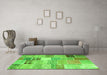 Machine Washable Patchwork Green Transitional Area Rugs in a Living Room,, wshcon1395grn