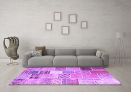 Machine Washable Patchwork Purple Transitional Area Rugs in a Living Room, wshcon1395pur