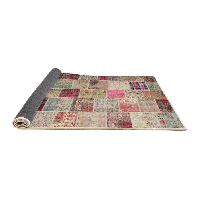 Thickness of Contemporary Rust Pink Patchwork Rug, con1396