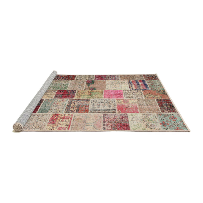 Serging Thickness of Machine Washable Contemporary Rust Pink Rug, wshcon1396