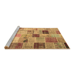 Sideview of Machine Washable Patchwork Brown Transitional Rug, wshcon1396brn