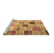 Sideview of Machine Washable Patchwork Brown Transitional Rug, wshcon1396brn