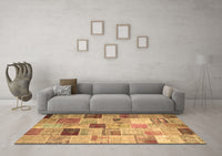 Machine Washable Patchwork Brown Transitional Rug, wshcon1396brn