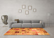 Machine Washable Patchwork Orange Transitional Area Rugs in a Living Room, wshcon1396org