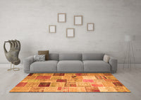 Machine Washable Patchwork Orange Transitional Rug, wshcon1396org