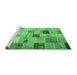 Sideview of Machine Washable Patchwork Emerald Green Transitional Area Rugs, wshcon1396emgrn