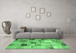 Machine Washable Patchwork Emerald Green Transitional Area Rugs in a Living Room,, wshcon1396emgrn