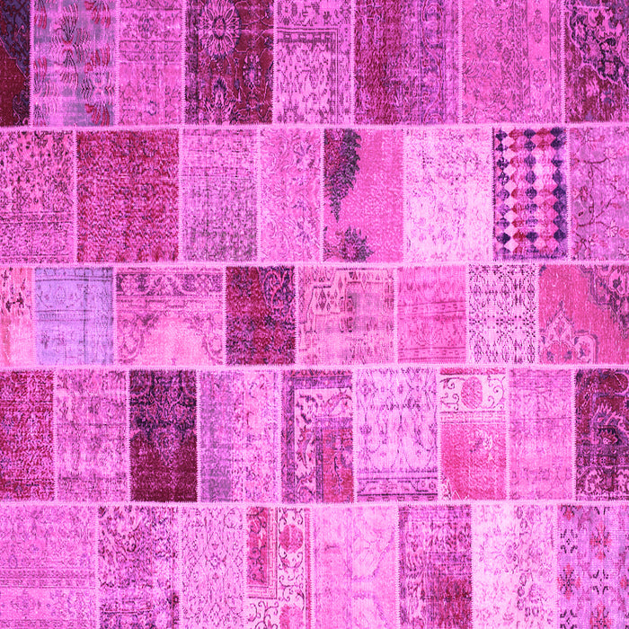 Square Machine Washable Patchwork Pink Transitional Rug, wshcon1396pnk