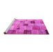 Sideview of Machine Washable Patchwork Pink Transitional Rug, wshcon1396pnk