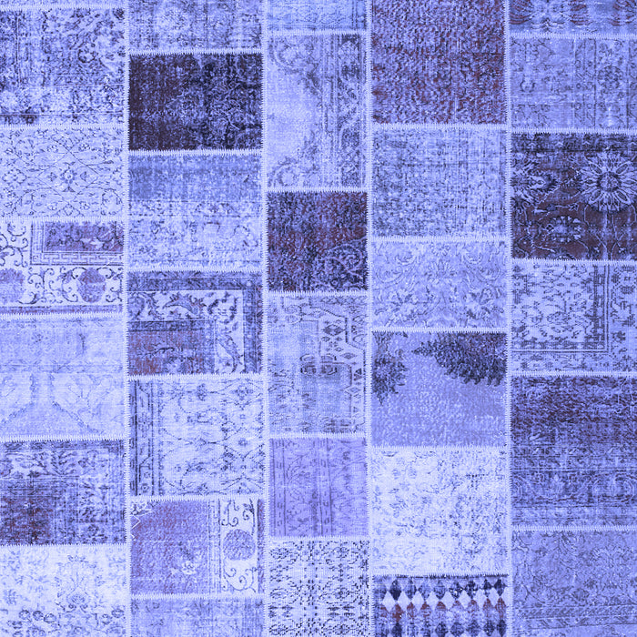 Machine Washable Patchwork Blue Transitional Rug, wshcon1396blu