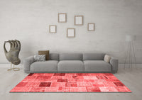 Machine Washable Patchwork Red Transitional Rug, wshcon1396red