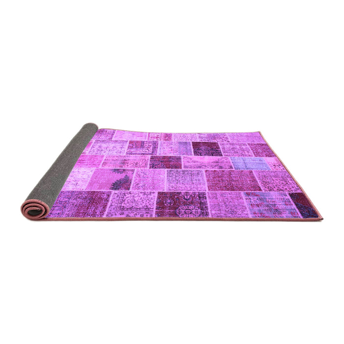 Sideview of Patchwork Purple Transitional Rug, con1396pur
