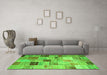 Machine Washable Patchwork Green Transitional Area Rugs in a Living Room,, wshcon1396grn