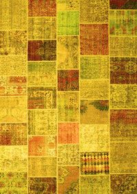 Patchwork Yellow Transitional Rug, con1396yw