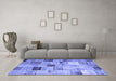 Machine Washable Patchwork Blue Transitional Rug in a Living Room, wshcon1396blu