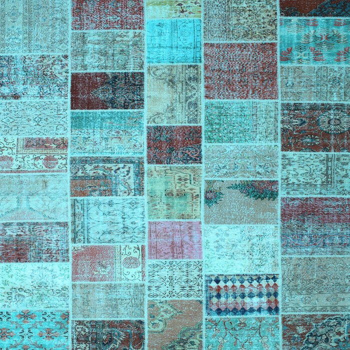 Square Patchwork Light Blue Transitional Rug, con1396lblu