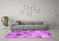Machine Washable Patchwork Purple Transitional Rug, wshcon1396pur